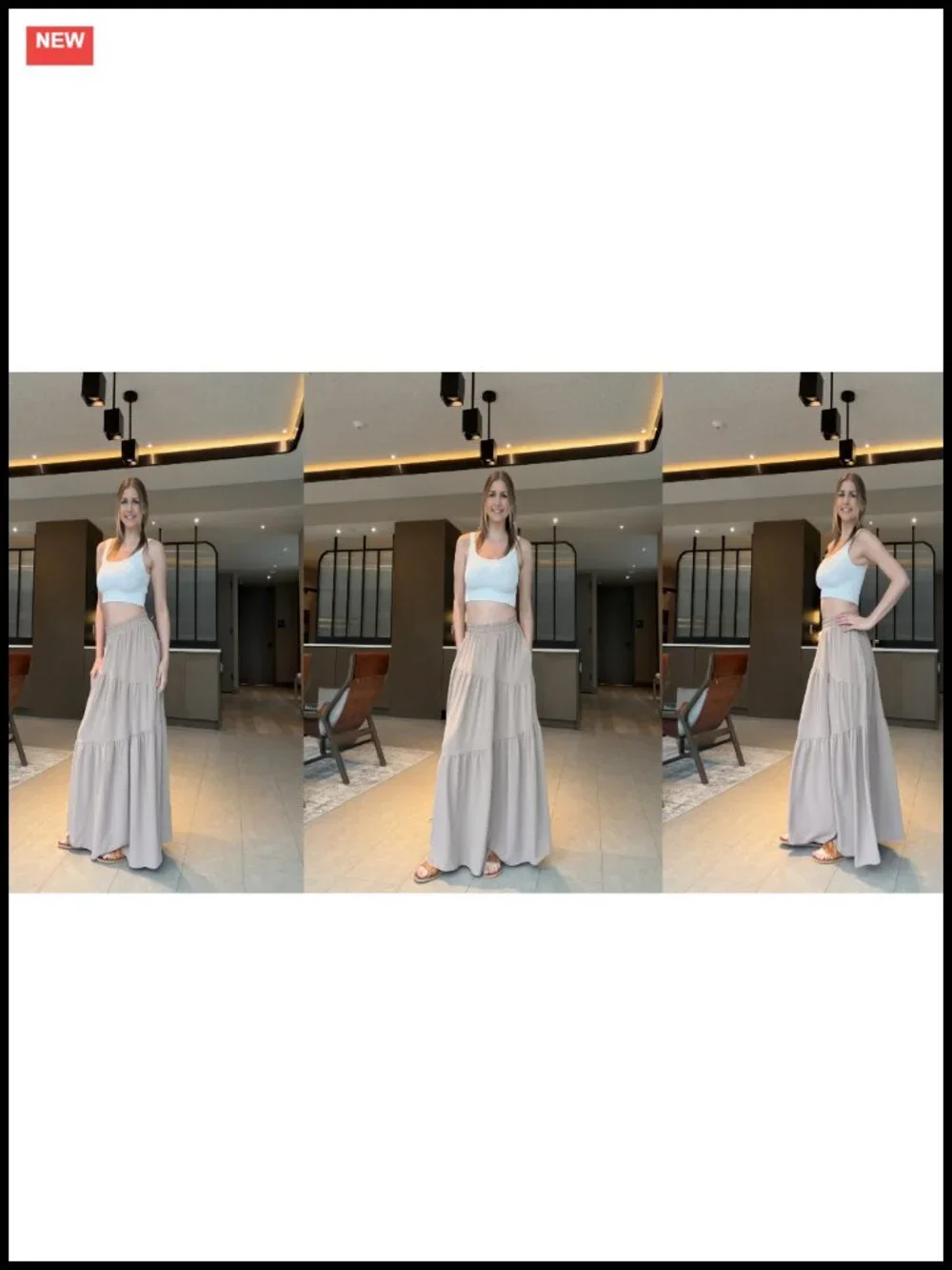 Women's High Waist Maxi Skirt with Pockets Flowy Tiered Boho Casual Lightweight